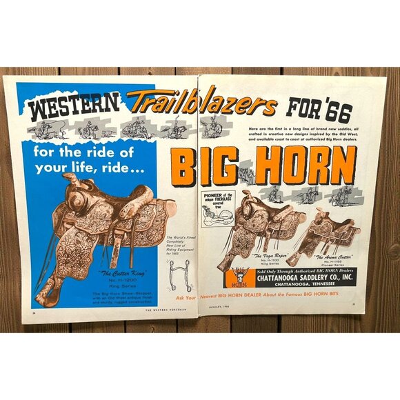 Chattanooga Saddlery Vintage Print Ad 1960s Big Horn Saddles Western Horse - Picture 1 of 7